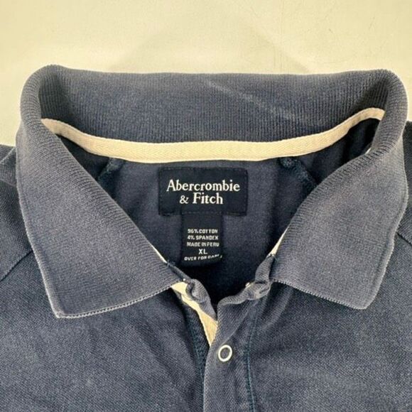 Vintage 90s‎ Abercrombie & Fitch Men's Short Sleeve Polo Shirt Navy Blue Size XL - Picture 8 of 9